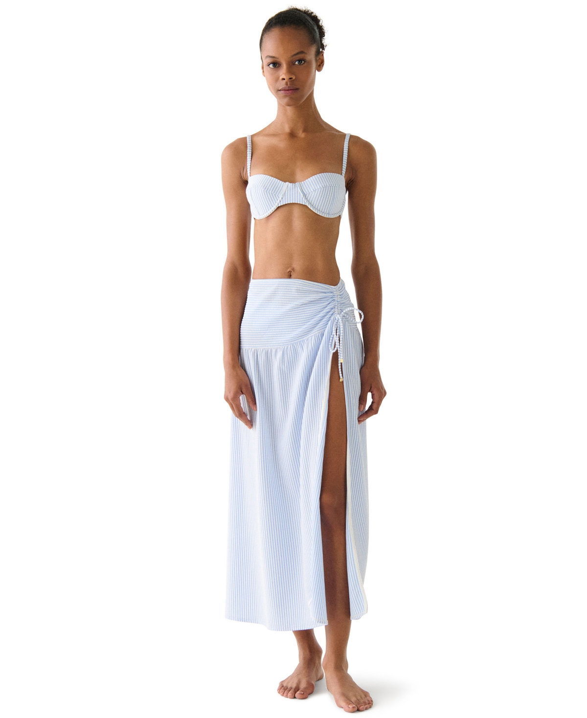 Kate Spade Women's Striped Side-tie Cover-up Skirt In Blue