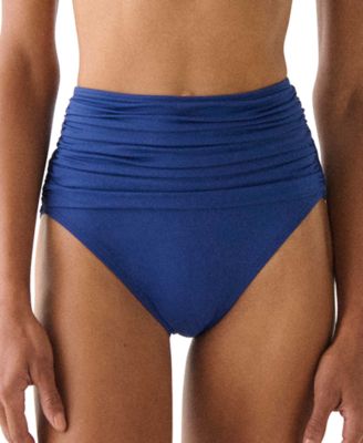 Women's Ruched High-Waist Bikini Bottoms 
