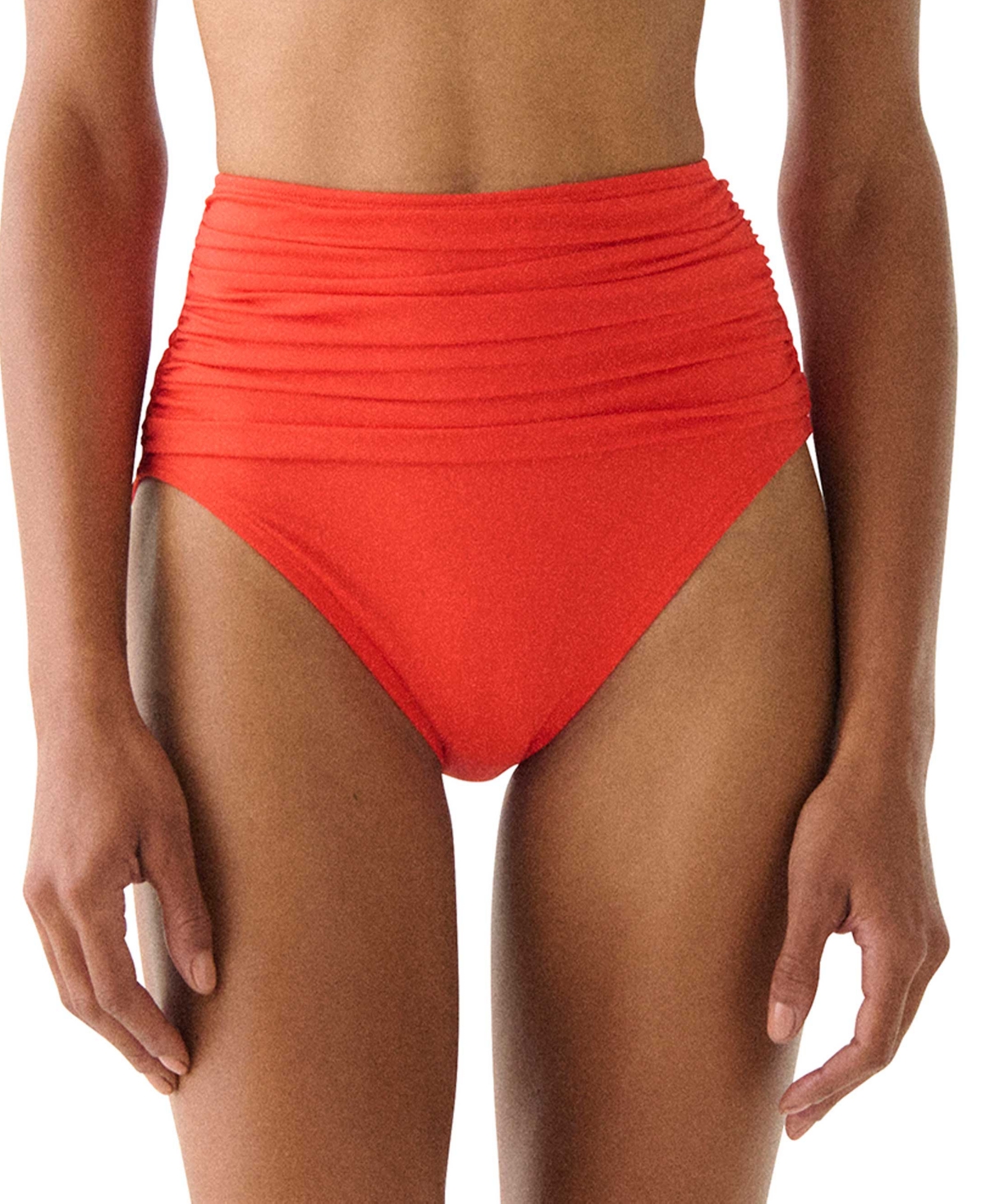 Kate Spade Women's Ruched High-waist Bikini Bottoms In Red