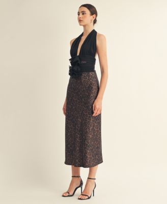 Women's Kessara Halter Wrap Bow Detail Midi Dress