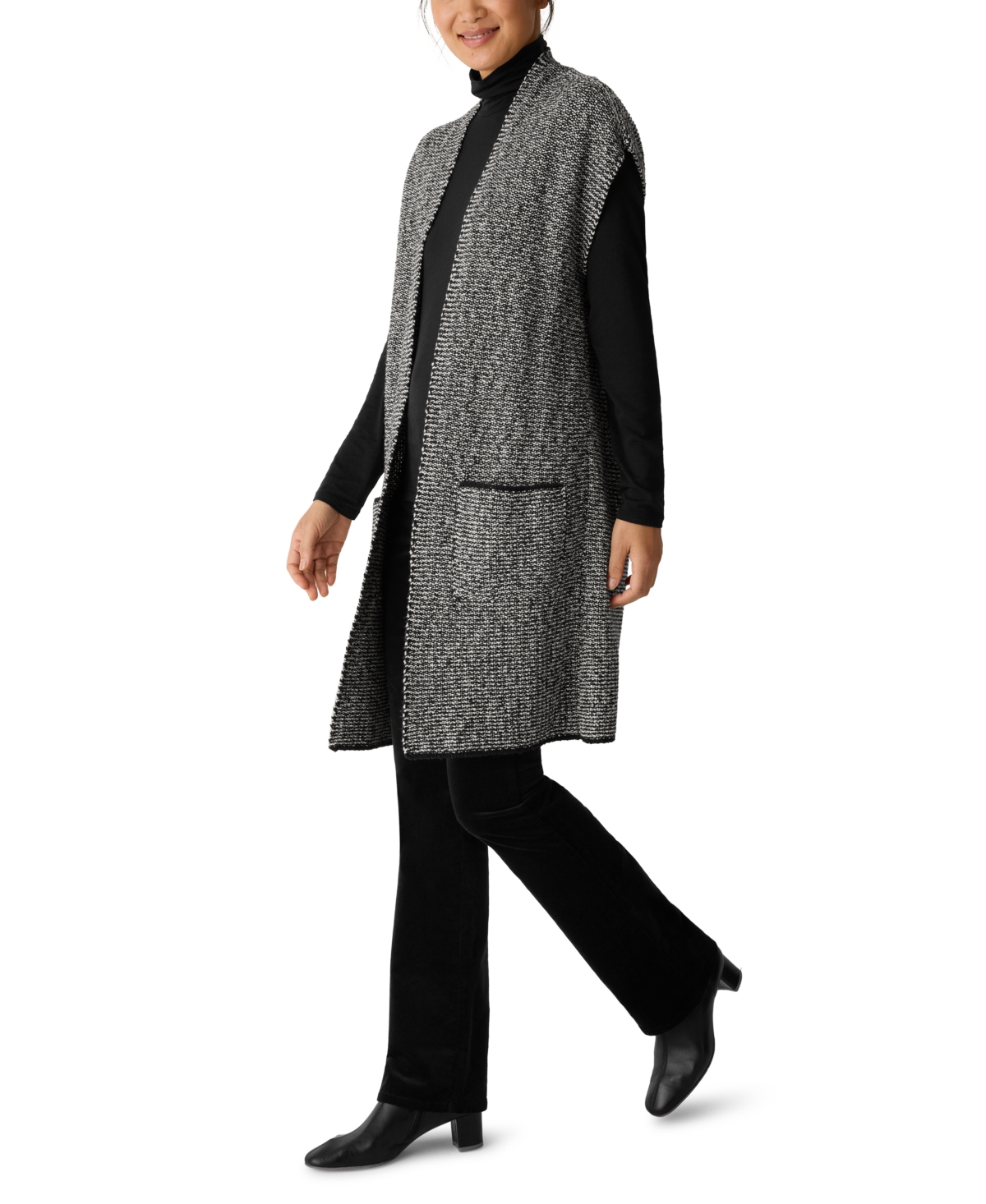 Eileen Fisher Women's Boxy High-collar Top In Black