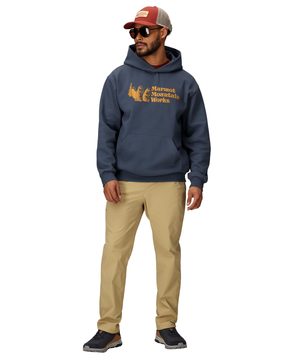 Marmot Men's Mmw Logo Fleece Pullover Hoodie Sweatshirt In Blue