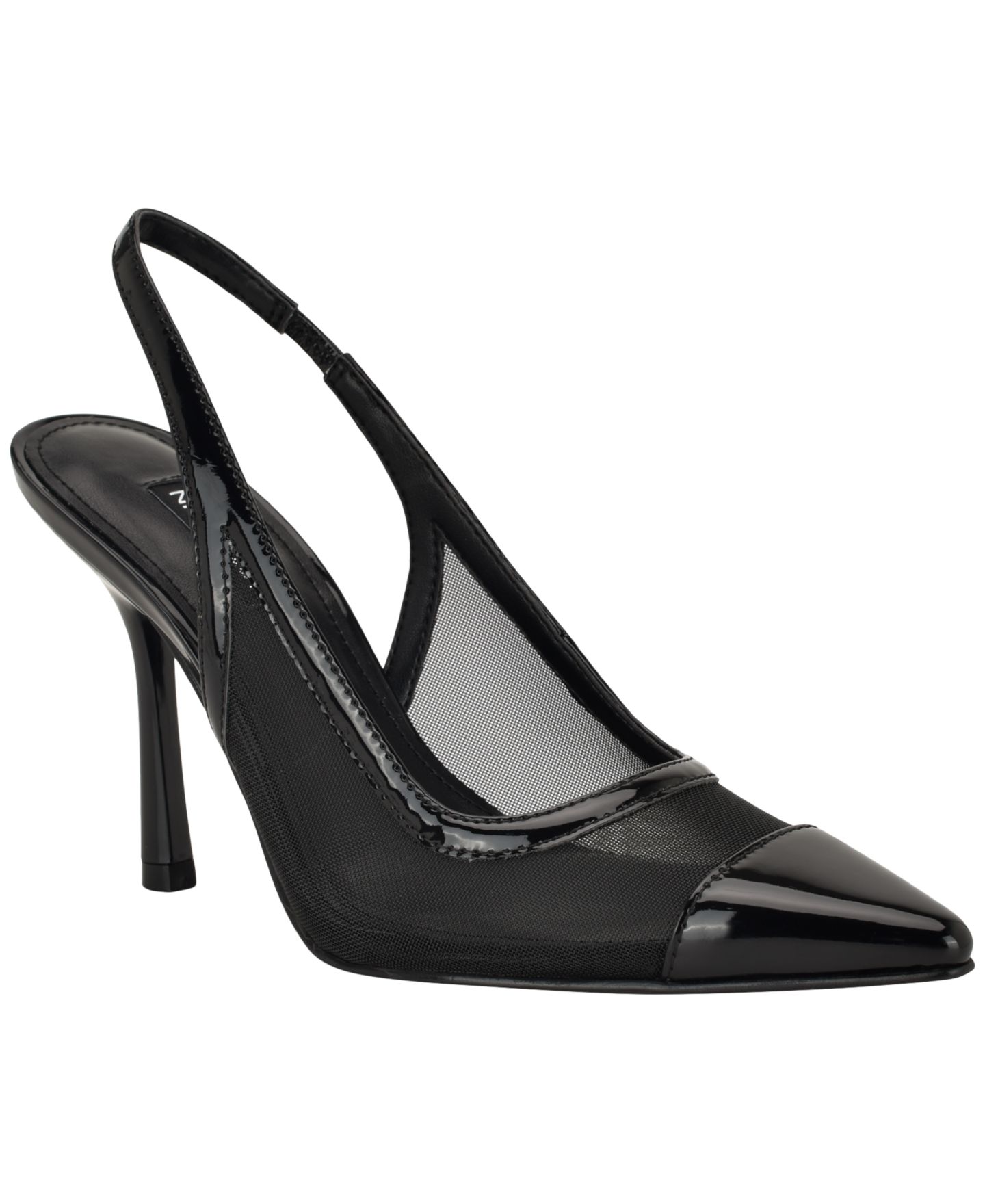 Женские туфли Nine West Jermain Mesh Slingback Stiletto Pumps, цвет: Чёрный сетчатый — фото 1