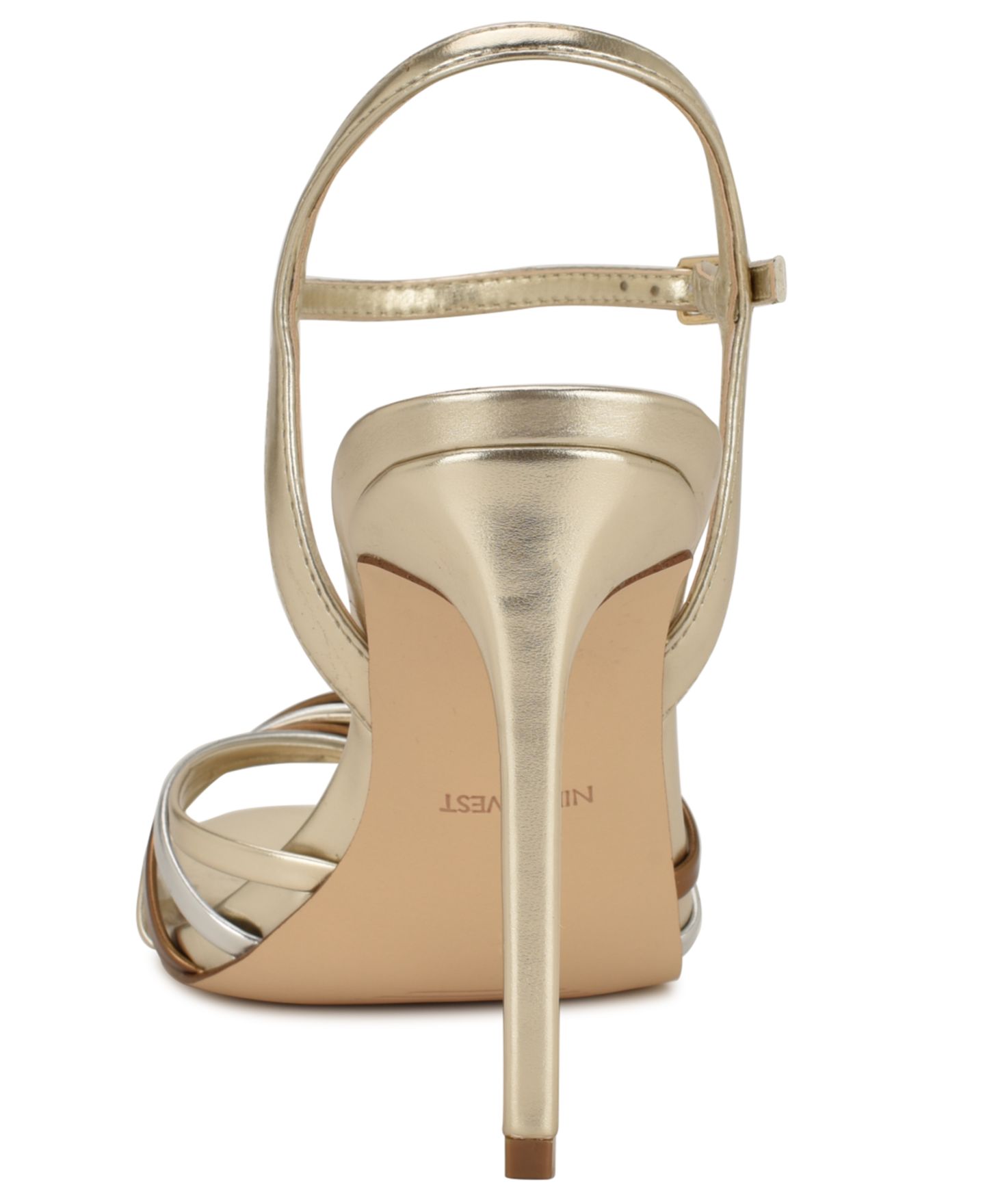 Женские сандалии Nine West Meripen Strappy High Stiletto, цвет: Золотой / Серебряный — фото 3