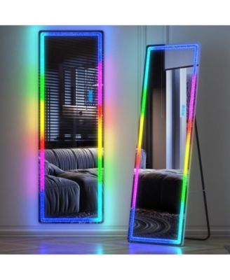 Arched LED Jewelry Cabinet, Full-Length Lighted Mirror with Storage