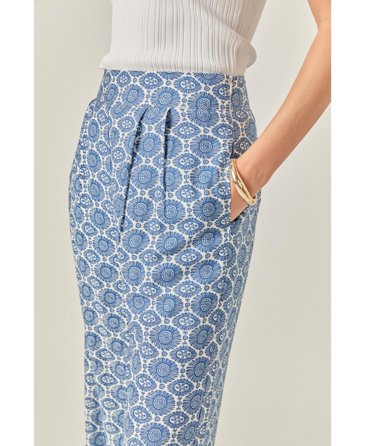 English Factory Women's Printed High-Waisted Pants