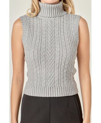 Women's Cable Mock Neck Knit Top