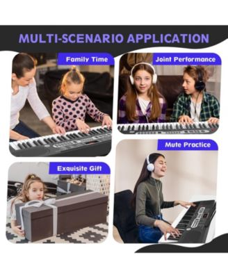 61-Key Electronic Keyboard Piano with Lighted Keys, Teaching Modes, Headphones, Stand