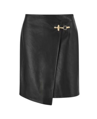 Women's Faux Leather Wrap Mini Skirt