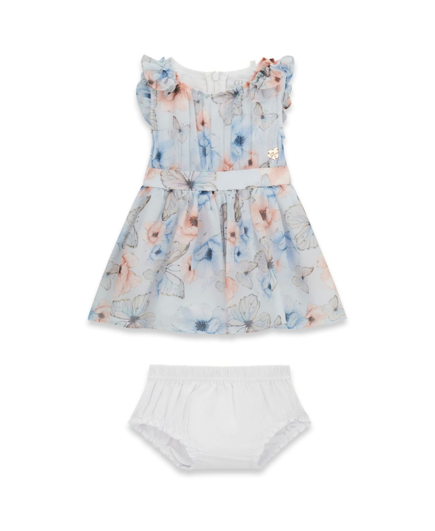 Платье GUESS Chiffon Sleeveless Dress with Matching Diaper Cover для девочек-малышей, цвет: Светлый синий — фото 1