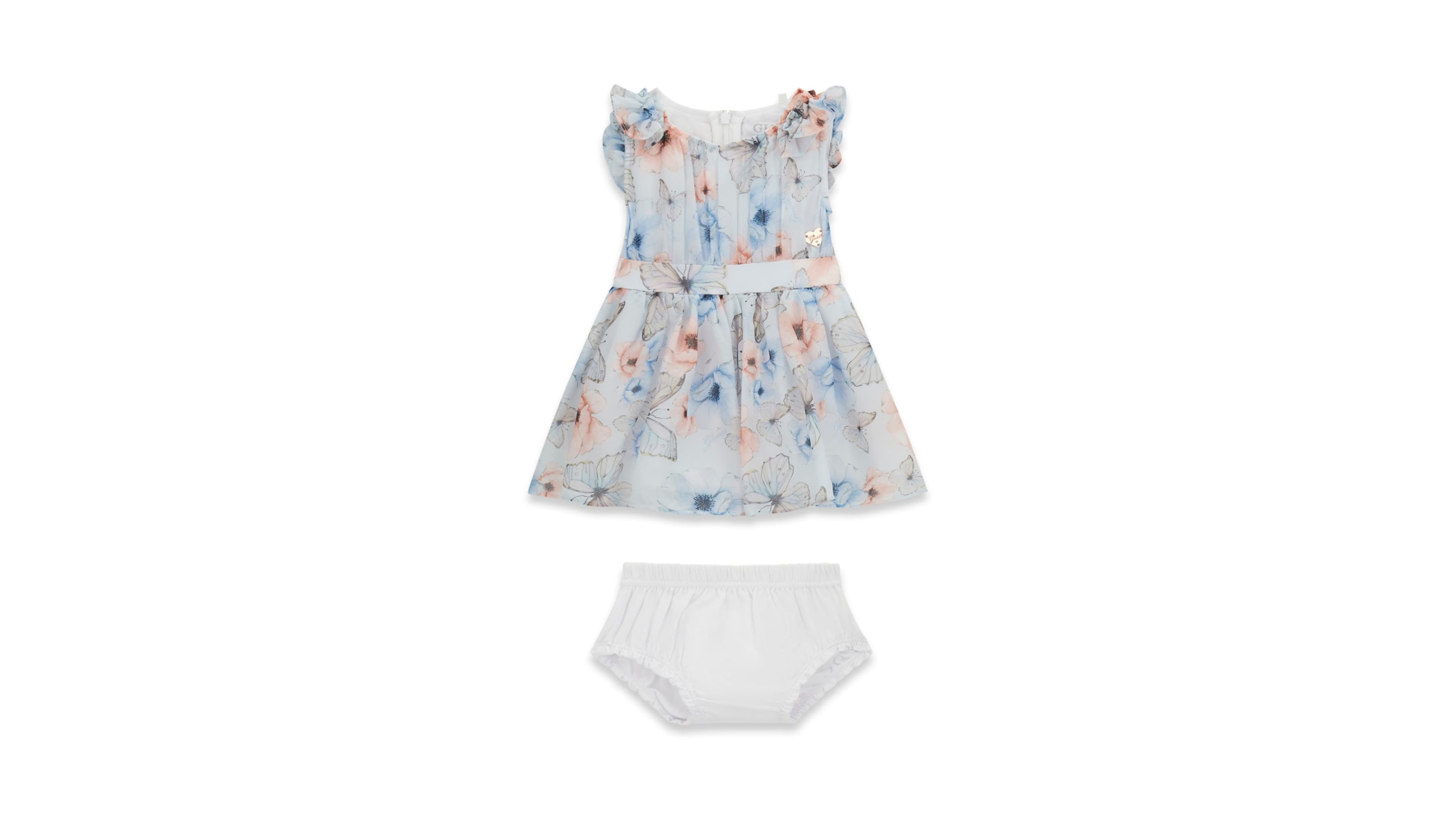 Guess Baby Girls Chiffon Sleeveless Dress with Matching Diaper Cover