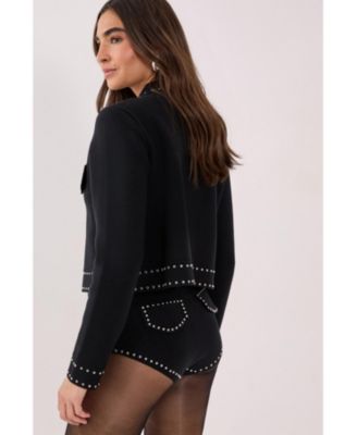 Women's Knitted Western Stud Detail Cardigan