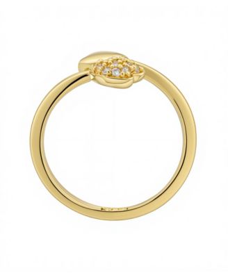 Cubic Zirconia Gold Plated Double Heart Ring
