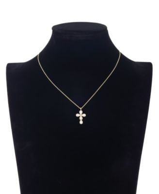 Mother of Pearl Gold Plated Cross Pendant Necklace