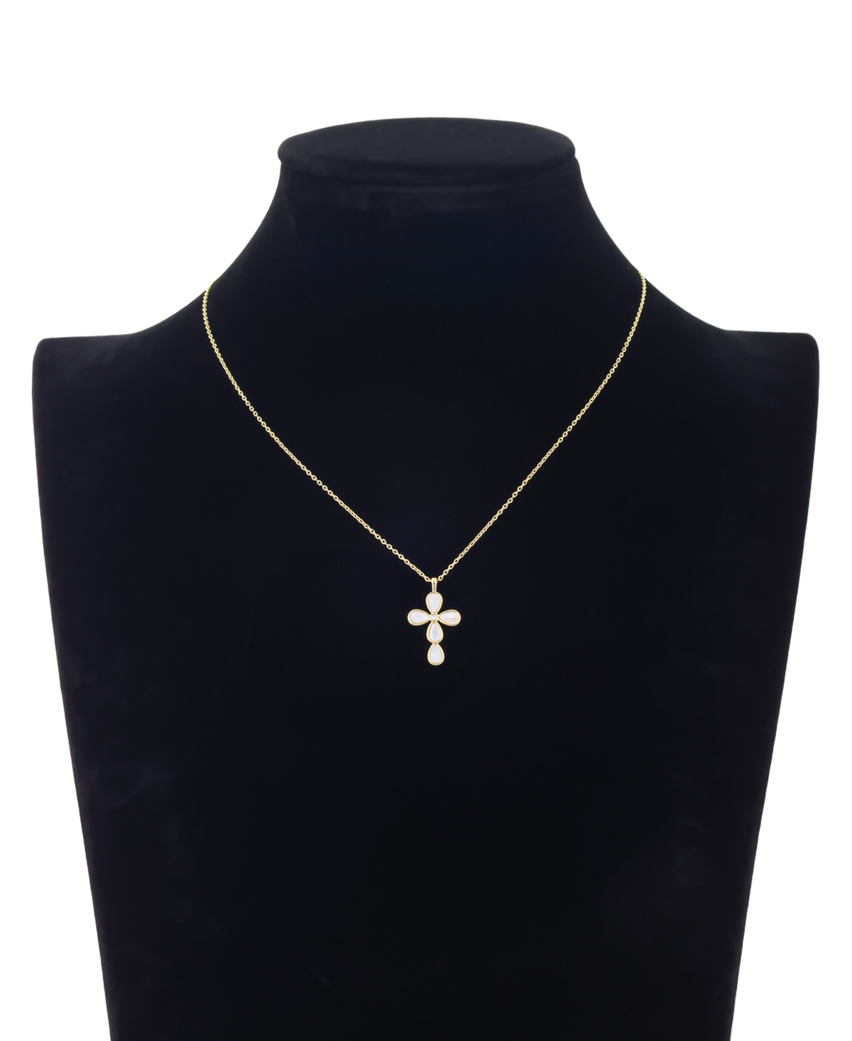 Unwritten Mother Of Pearl Gold Plated Cross Pendant Necklace In Gold