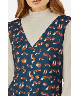 Women's Fox Long Sleeve Layered Tunic Dress