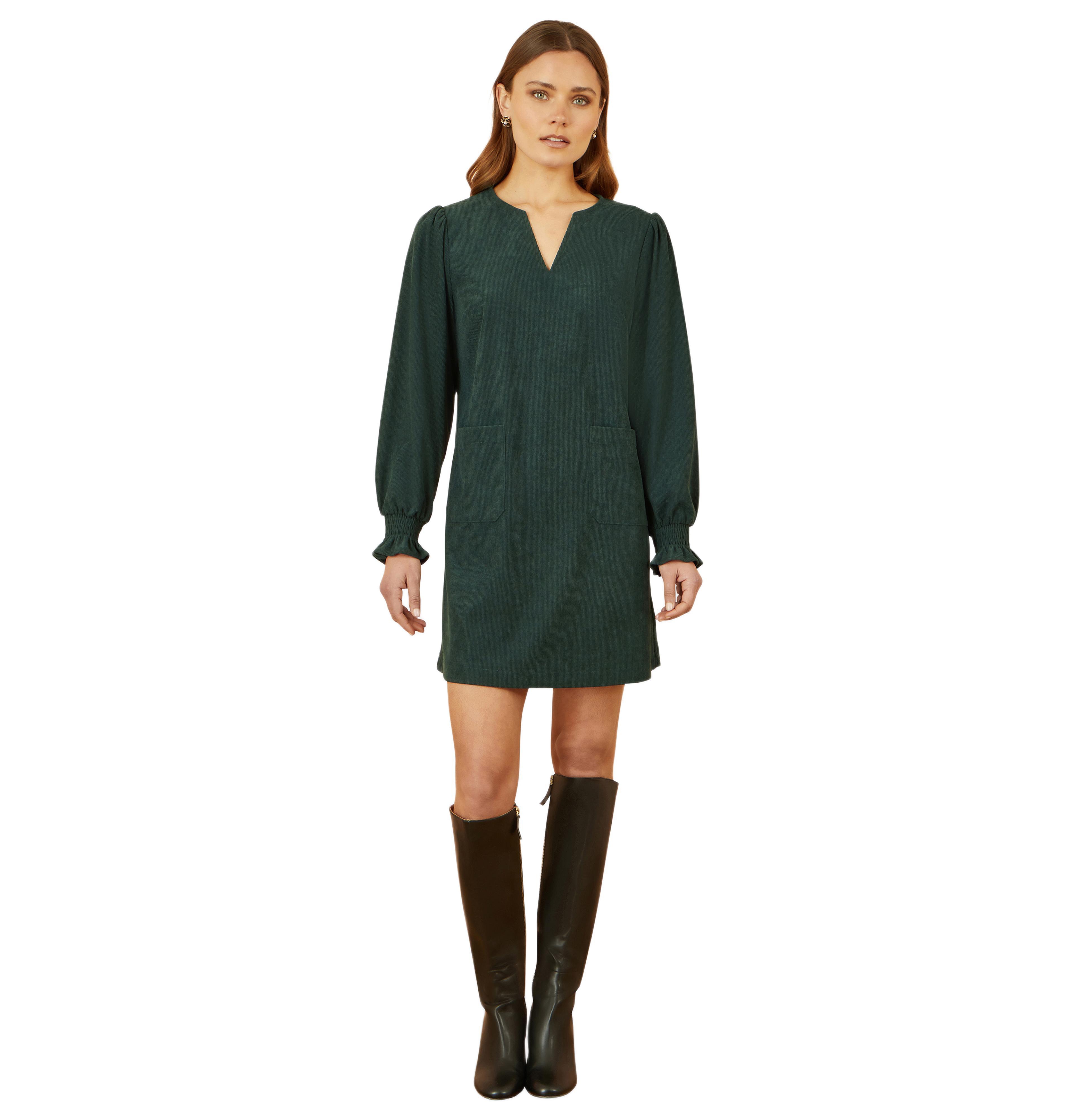 Yumi Women's Long Sleeve V-Neck Mini Dress
