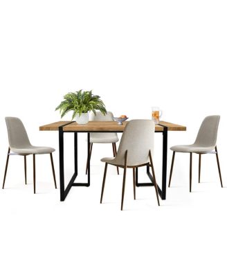 5-Piece Dining Table Set, 59'' Rectangular MDF Wood Top Table with Metal Frame and Upholstered Chairs for Kitchen or Apartment-Maison Boucle