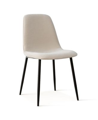 5-Piece Dining Table Set with 59'' MDF Table, Rectangular Wood-Look Top and Black Metal Legs with 4 Upholstered Chairs-Maison Boucle