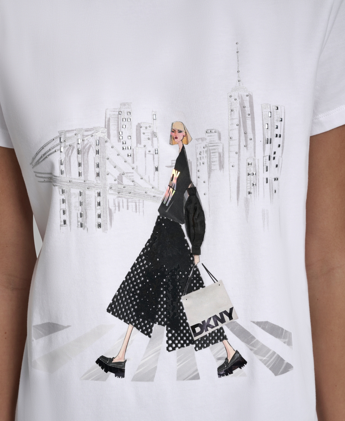 Dkny Women's Short-Sleeve Crosswalk Conversational Top