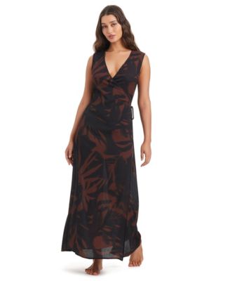 Women's Palm Breeze Wrap Front V-Neck Swim Dress, Macy's Exclusive