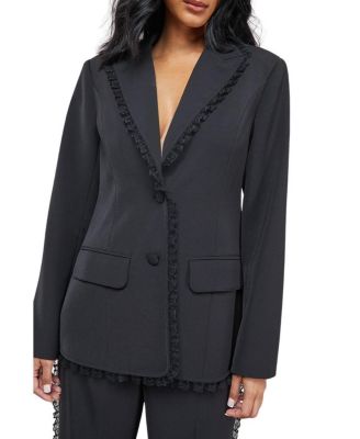 Women's Oversized Lace Frill Trim Blazer