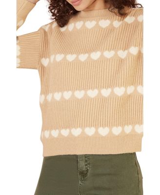 Women's Knitted Heart Stripes Sweater