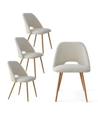 5-Piece Round Dining Table Set, Wood-Look Table with Metal Base and 4 Upholstered Chairs for Kitchen or Small Dining Room-Maison Boucle