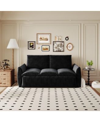 70.9" Pull Out Sofa Bed, 3-Seat Velvet Convertible Sleeper Couch with 2-in-1 Pillow Blanket Set for Living Room or Guest Room