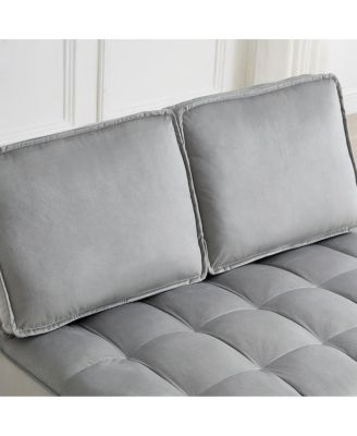 Modern Velvet Pull-Out Loveseat Sleeper, Tufted Convertible Sofa Bed with Removable Back Cushions for Small Apartments