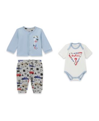 Baby Boys' Short-Sleeve Bodysuit, Reversible Jacket and Pants, 3-Piece Set
