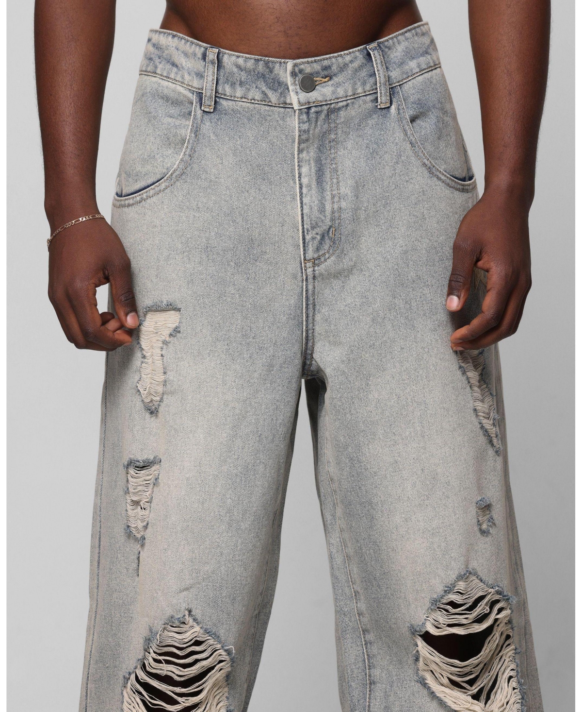 Loiter Men's Star Layered Distressed Jeans