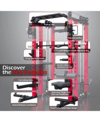 Smith Machine 2000lbs Crossover Machine with LAT Pulldown Strength Training Power Cages.