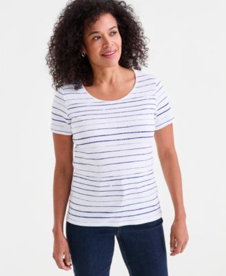 Women's Cotton Short-Sleeve Scoop-Neck Top, Exclusively at Macy's