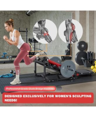 Hip Thrust Machine with Adjustable Footboard, 800LBS Plate-Loaded Glute Bridge Machine