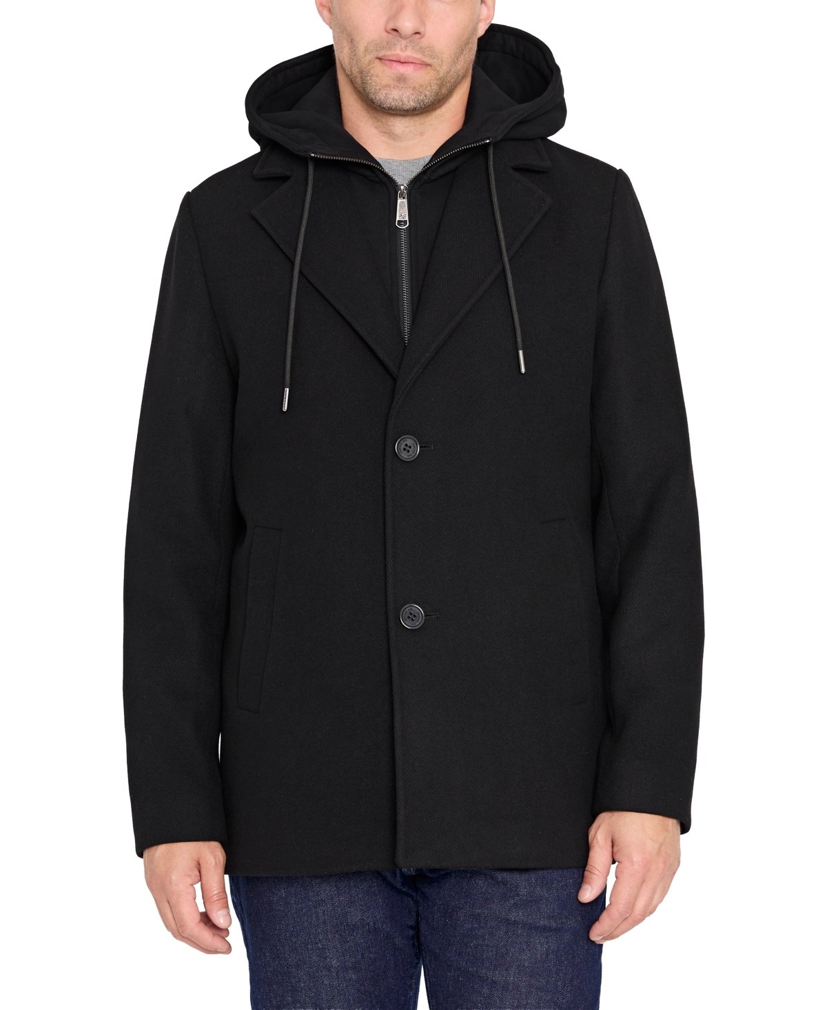 Sam Edelman Men's Hooded Wool Coat