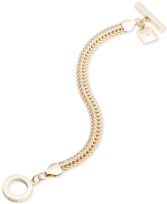 Anne Klein Gold-Tone Flat Chain Toggle Bracelet & Reviews - Bracelets ...