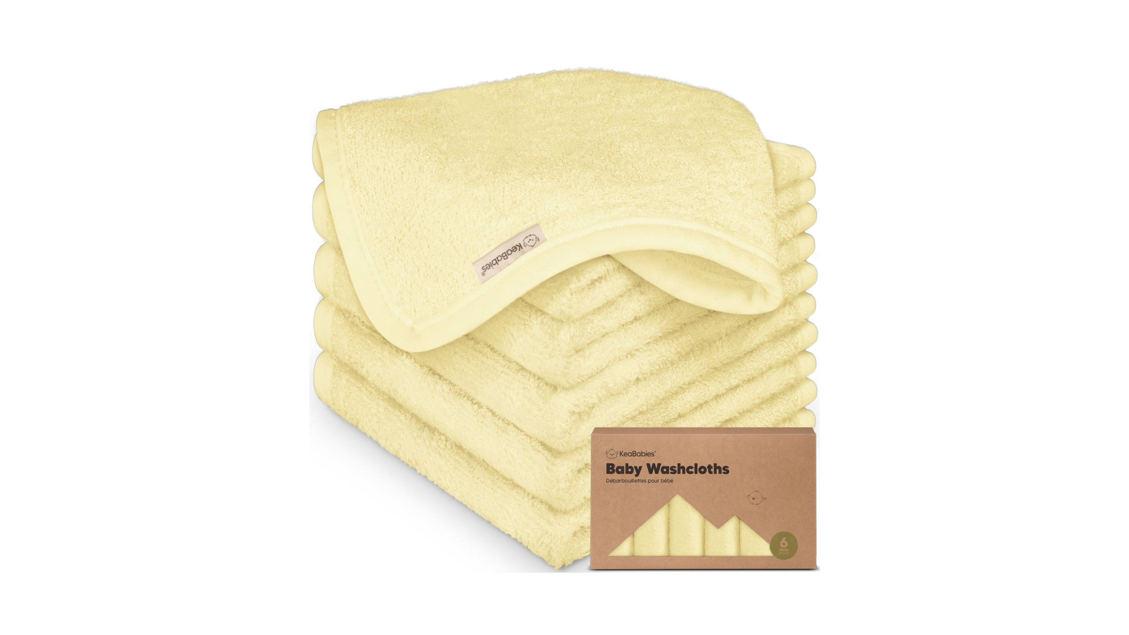 KeaBabies 6pk Deluxe Baby Washcloths, Organic and Soft Wash Cloth, Bath Towel, Face Cloths