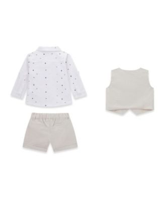 Baby Boys' Stretch Oxford Vest, Poplin Button Down Shirt and Shorts, 3-Piece Set
