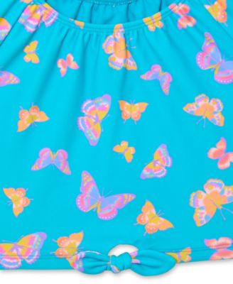 Girls' Toddler 2T-5T Puff-Sleeve Rashguard and Hipster Swim Bottom, 2-Piece Set