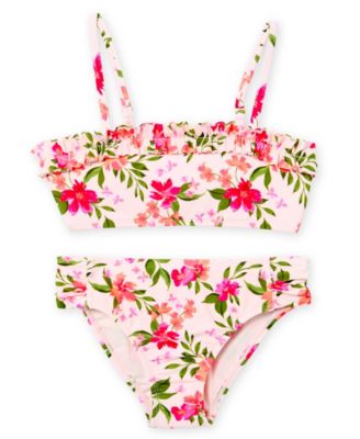 Girls' 7-16 Floral Garden Swim Square Neck Bikini Top and Bottom, 2-Piece Set