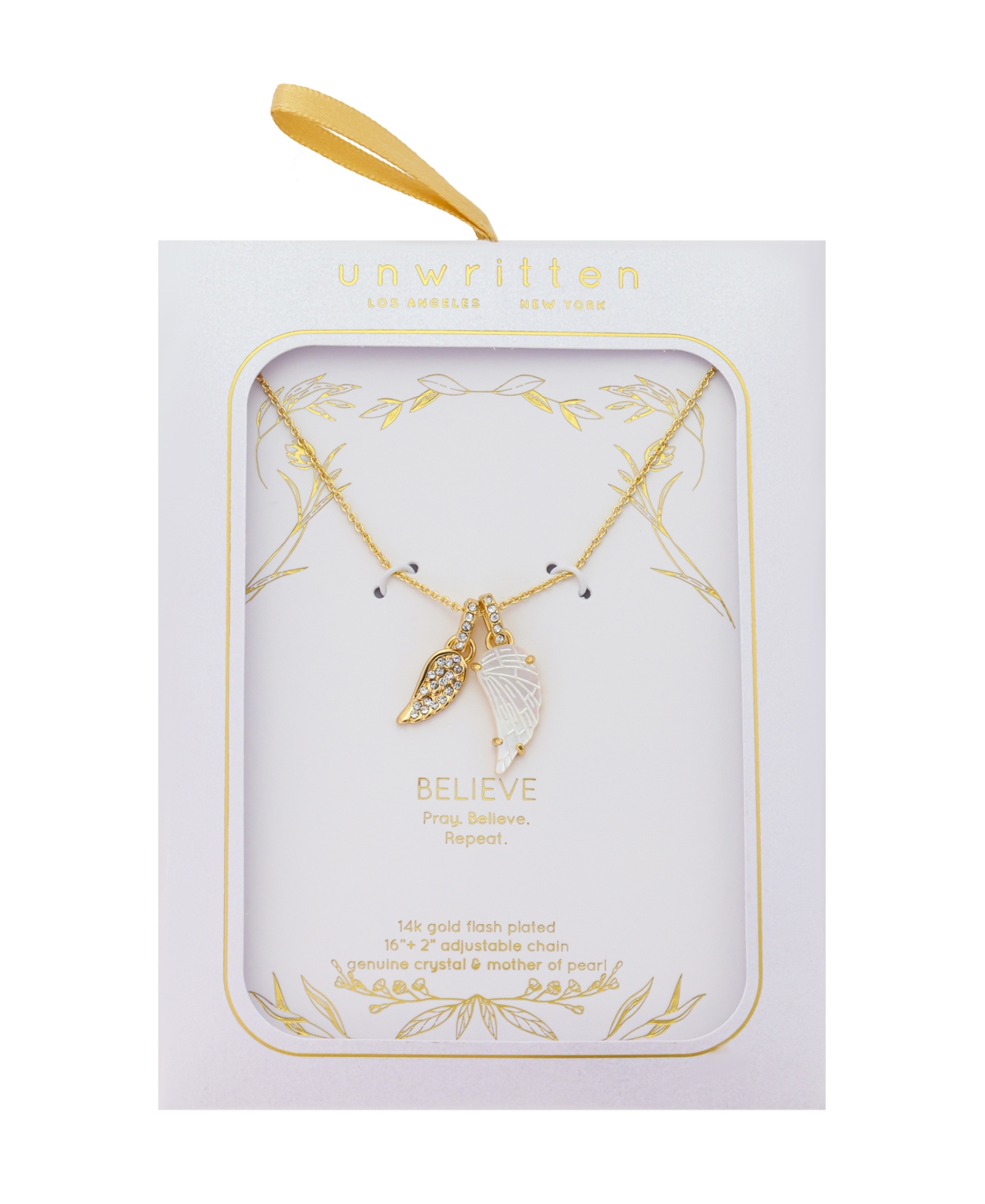 Unwritten Crystal and Mother of Pearl Wing Pendant Necklace