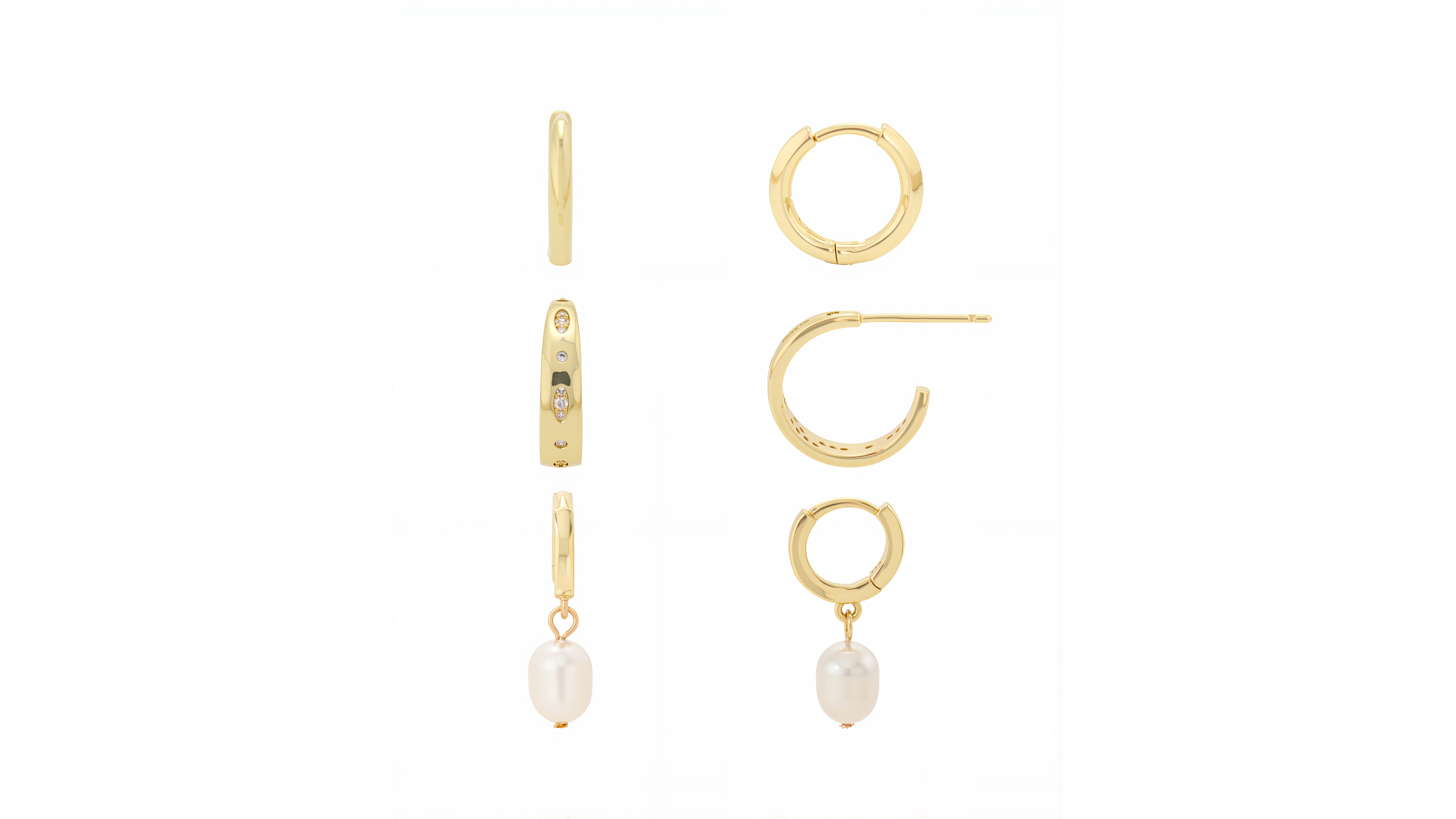 Unwritten Cubic Zirconia Post Hoop Fresh Water Mother Of Pearl Endless Hoop Earrings 3 Pairs Set