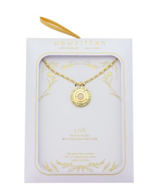 Gold Plated Cubic Zirconia Faux Opal Round Pendant Necklace