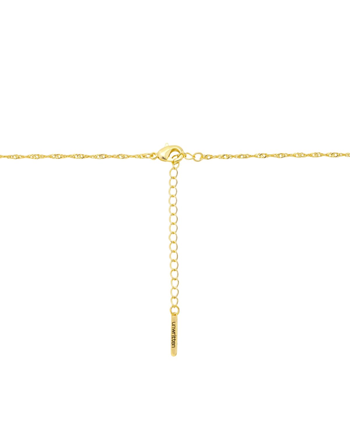 Unwritten Cubic Zirconia Cross Square Design Twist Chain Necklace With Extender In Gold