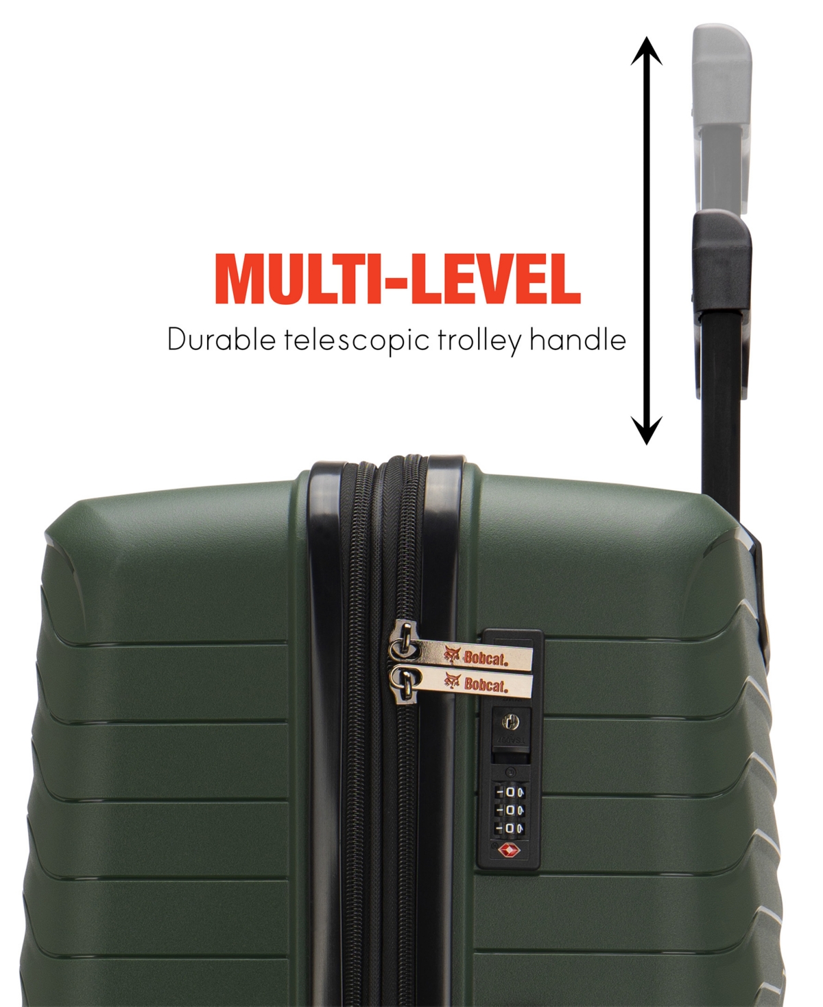 Bobcat Excavator 3 Piece Expandable Spinner Luggage Set With Tsa Lock In Green