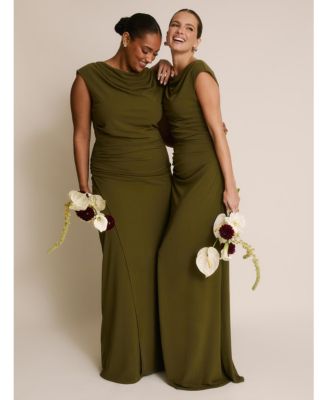 Women's Cowl Gathered Short Sleeve Bridesmaid