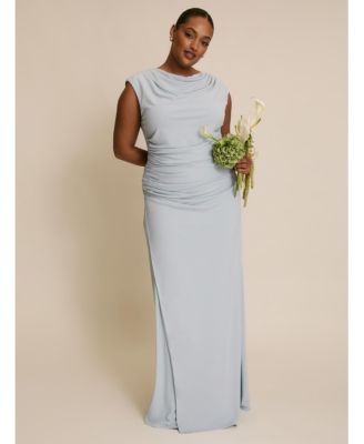 Women's Cowl Gathered Short Sleeve Bridesmaid