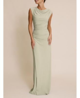 Women's Cowl Gathered Short Sleeve Bridesmaid