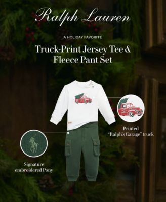 Baby Boys' Truck-Print Jersey T-Shirt and Fleece Pants, 2-Piece Set